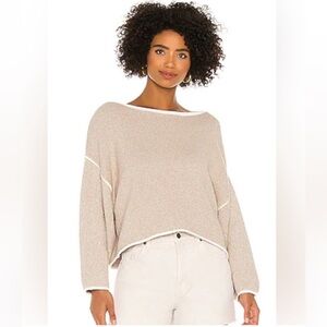 FREE PEOPLE Bardot Sweater Sand Dollar drop shoulder  Boho neutral